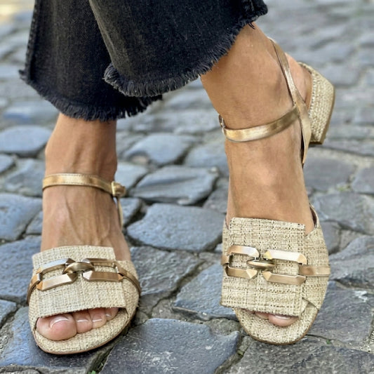 Erica - Sandali con Tacco Azzurri con Dettaglio