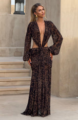 Andrina - Abito Lungo Leopardato con Schiena Scoperta