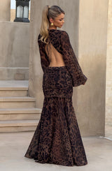 Andrina - Abito Lungo Leopardato con Schiena Scoperta