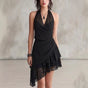 Brune - Abito Midi in Pizzo con Fondo Asimmetrico