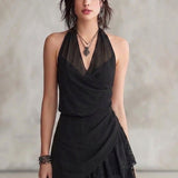 Brune - Abito Midi in Pizzo con Fondo Asimmetrico