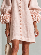 Camila - Miniabito con Polsini e Bottoni Floreali