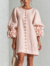 Camila - Miniabito con Polsini e Bottoni Floreali