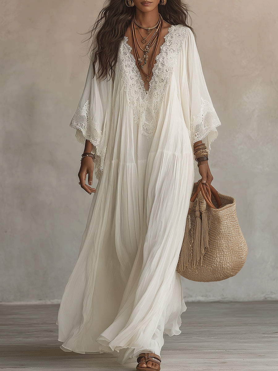 Celeste - Abito Lungo in Chiffon Color Avorio