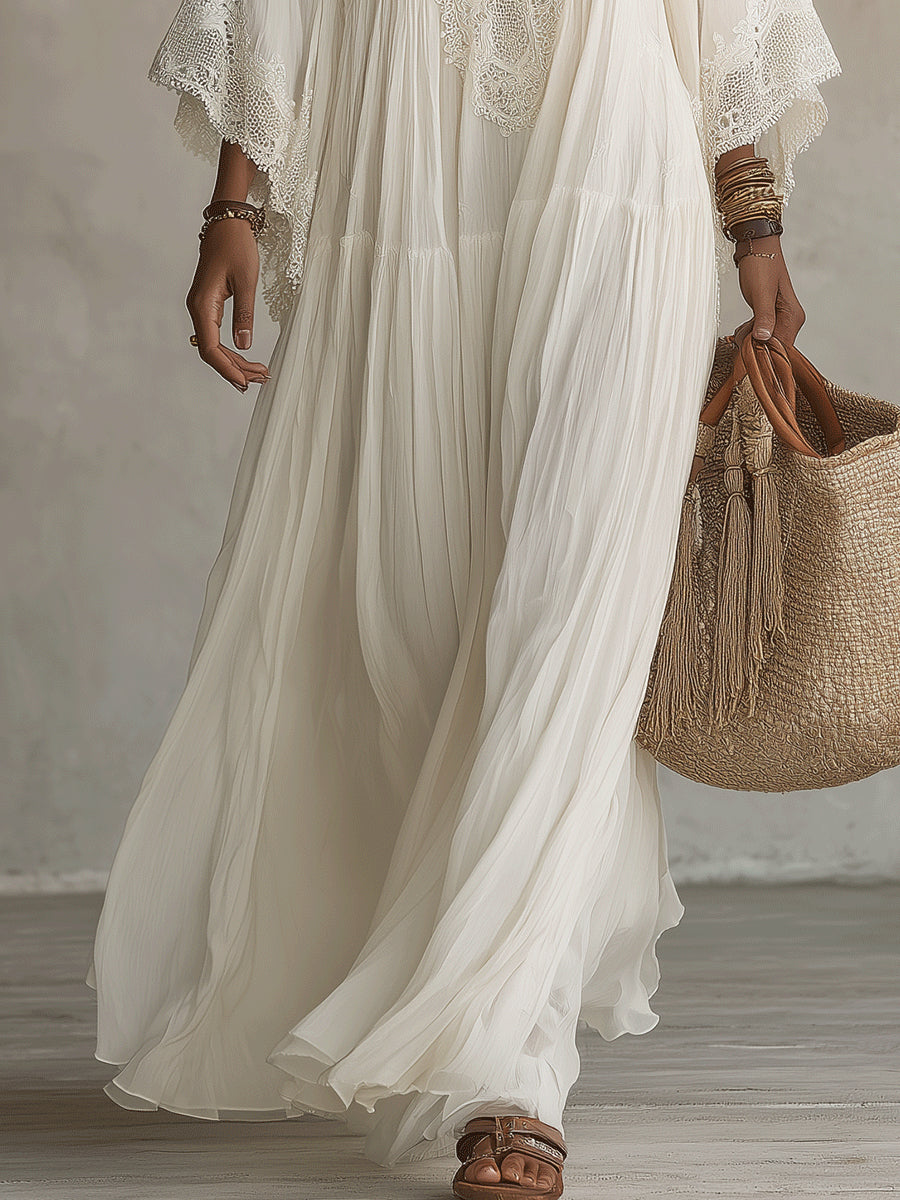 Celeste - Abito Lungo in Chiffon Color Avorio