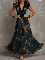 Dalia - Abito Lungo Floreale Boho con Volant