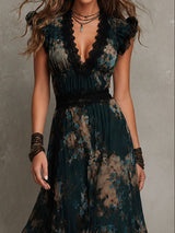 Dalia - Abito Lungo Floreale Boho con Volant