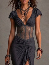 Delia - Abito Midi Vintage in Pizzo