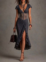 Delia - Abito Midi Vintage in Pizzo