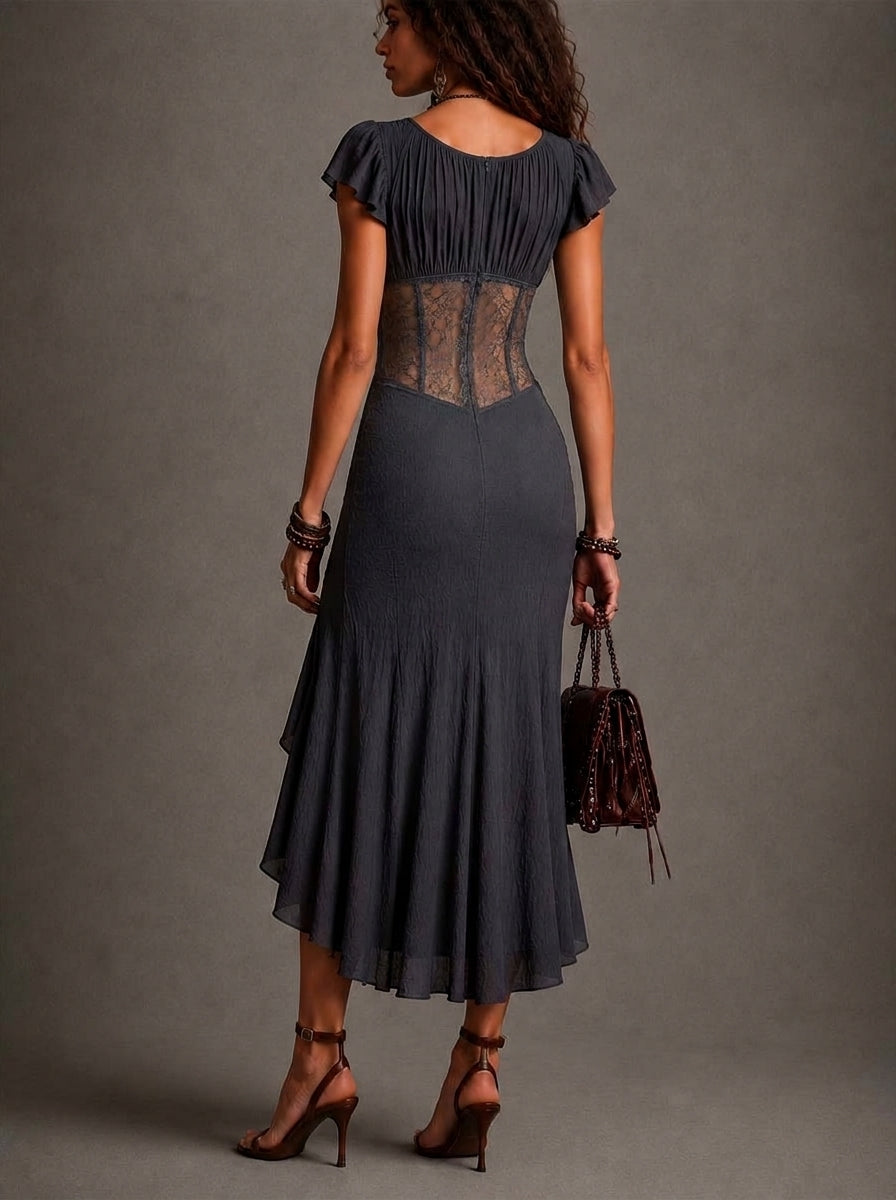 Delia - Abito Midi Vintage in Pizzo
