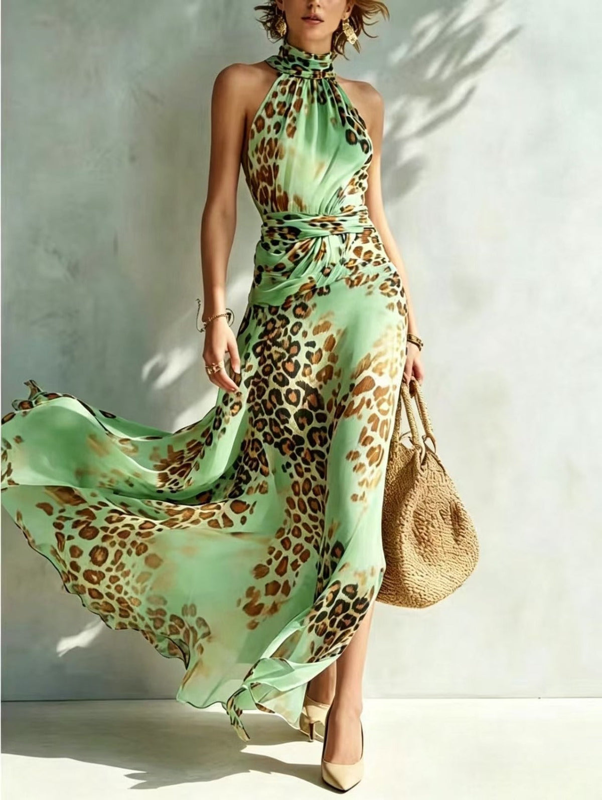 Desire - Abito Animalier con Scollo Halter