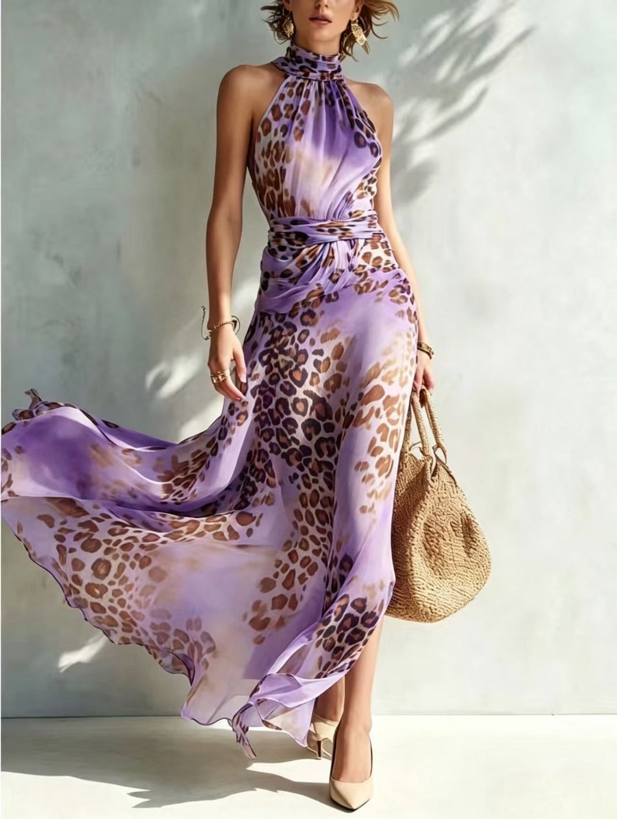 Desire - Abito Animalier con Scollo Halter