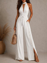 Elisa | Tuta in Pizzo con Scollo Halter a V