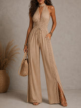 Elisa - Tuta in Pizzo con Scollo Halter a V