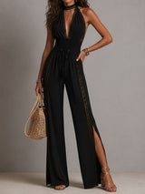 Elisa - Tuta in Pizzo con Scollo Halter a V
