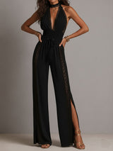 Elisa - Tuta in Pizzo con Scollo Halter a V