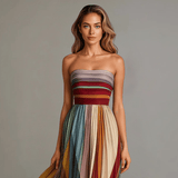 Emma - Abito Lungo a Pannelli Multicolore Fluido