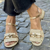 Erica - Sandali con Tacco Azzurri con Dettaglio