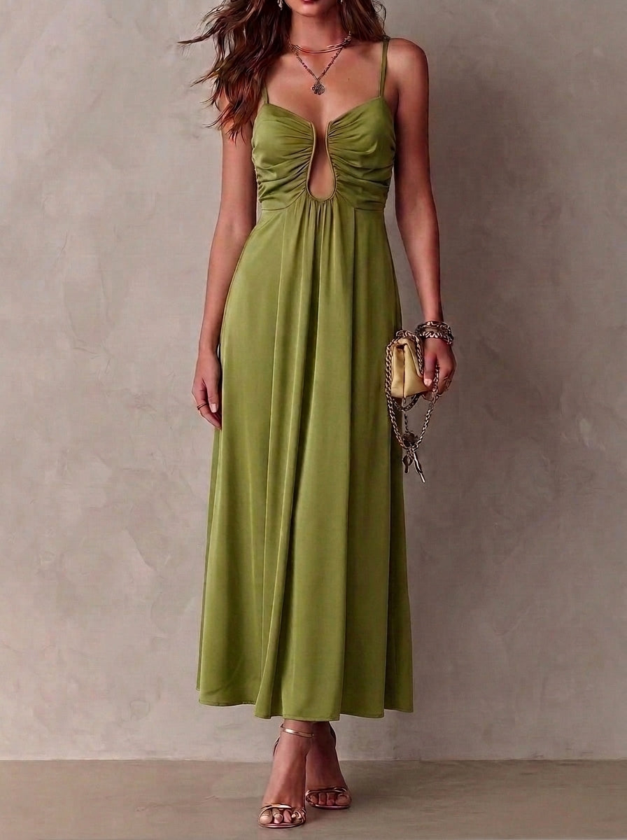 Gaia - Abito Lungo con Scollo Cut-Out e Fluido
