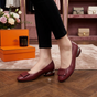 Greta - Scarpe con Tacco Basso Bordeaux e Fiocco