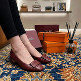Greta - Scarpe con Tacco Basso Bordeaux e Fiocco