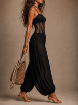 Laia - Tuta in Pizzo con Pantalone Fluido e Leggero