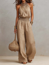 Lara - Tuta Boho Casual con Scollo Halter e Fluida