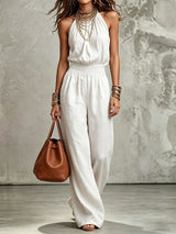 Lara - Tuta Boho Casual con Scollo Halter e Fluida