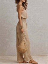Lara - Tuta Boho Casual con Scollo Halter e Fluida