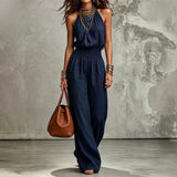 Lara - Tuta Boho Casual con Scollo Halter e Fluida