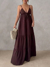 Livia - Abito Lungo con Scollo a V e Spalline