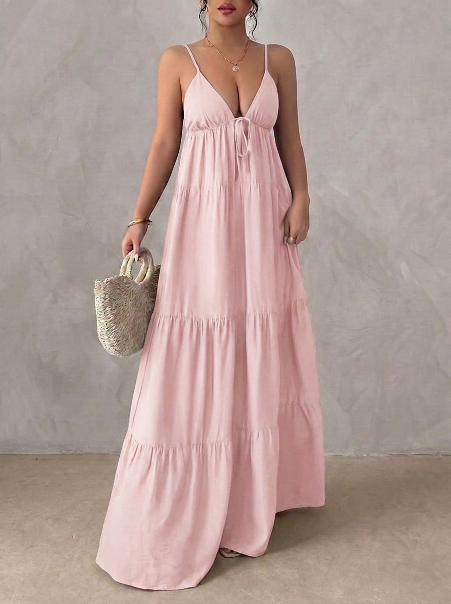 Livia - Abito Lungo con Scollo a V e Spalline