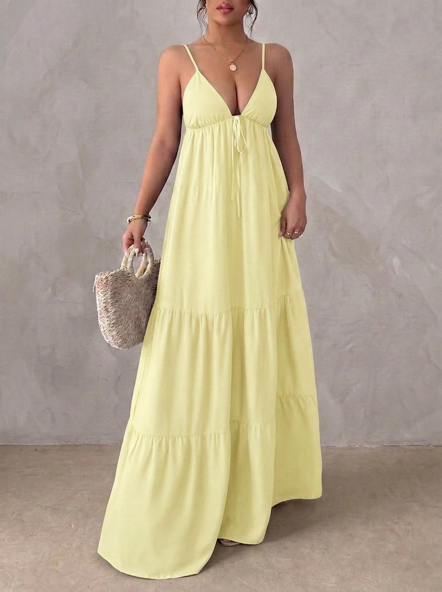 Livia - Abito Lungo con Scollo a V e Spalline