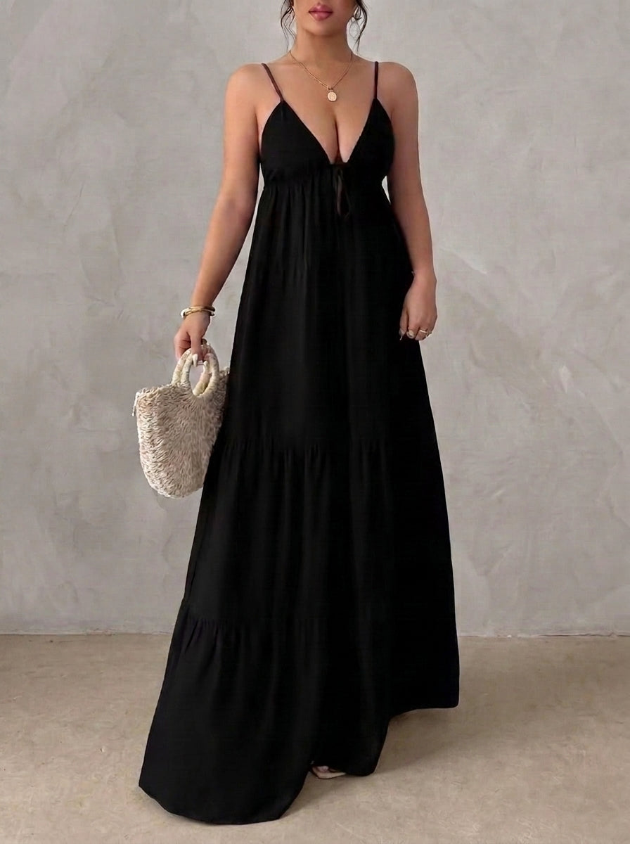 Livia - Abito Lungo con Scollo a V e Spalline