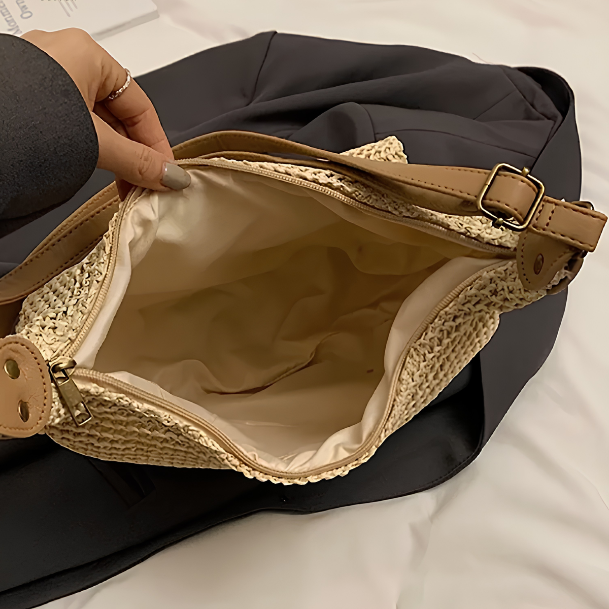 Malibu - Borsa in Rafia Intrecciata di Grande Capacità