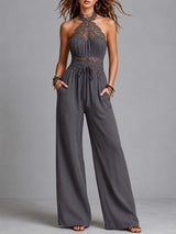 Marlene - Tuta Boho in Pizzo Grigio Marengo