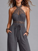 Marlene - Tuta Boho in Pizzo Grigio Marengo