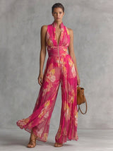 Nicole | Tuta Plissettata Floreale Fucsia