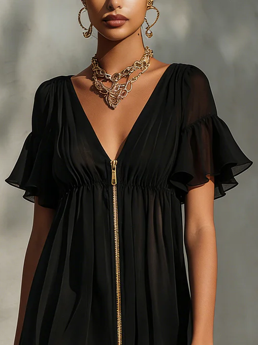 Rachele - Miniabito in Pizzo con Scollo a V