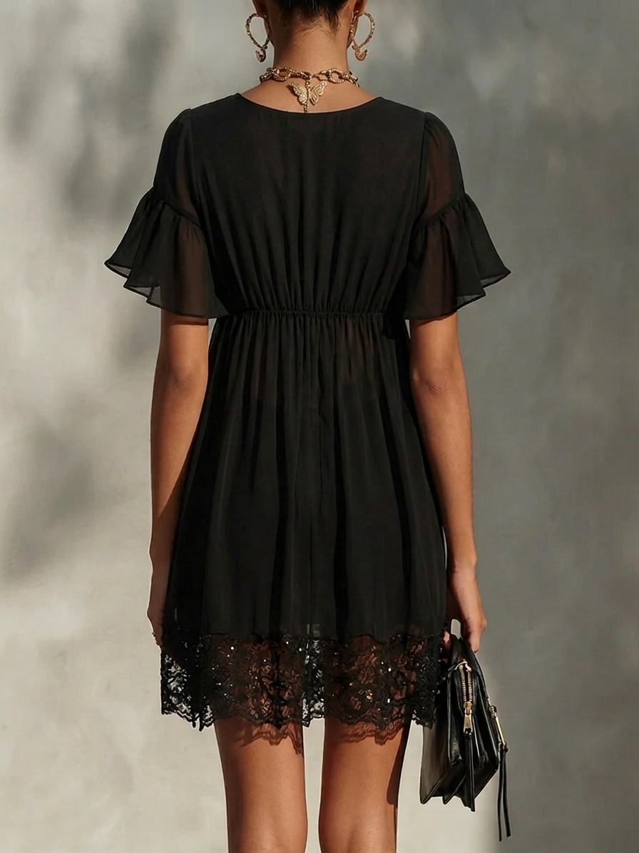 Rachele - Miniabito in Pizzo con Scollo a V