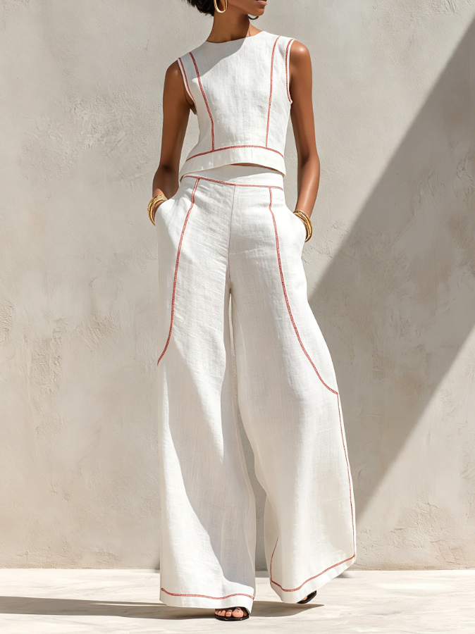 Vittoria - Completo con Top e Pantalone Ampio Elegante