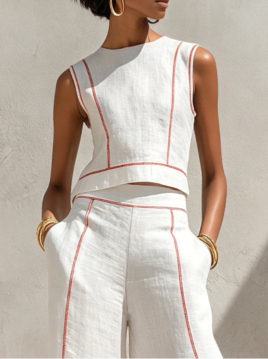 Vittoria - Completo con Top e Pantalone Ampio Elegante