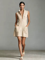 Zaira - Miniabito Chemisier con Zip Frontale